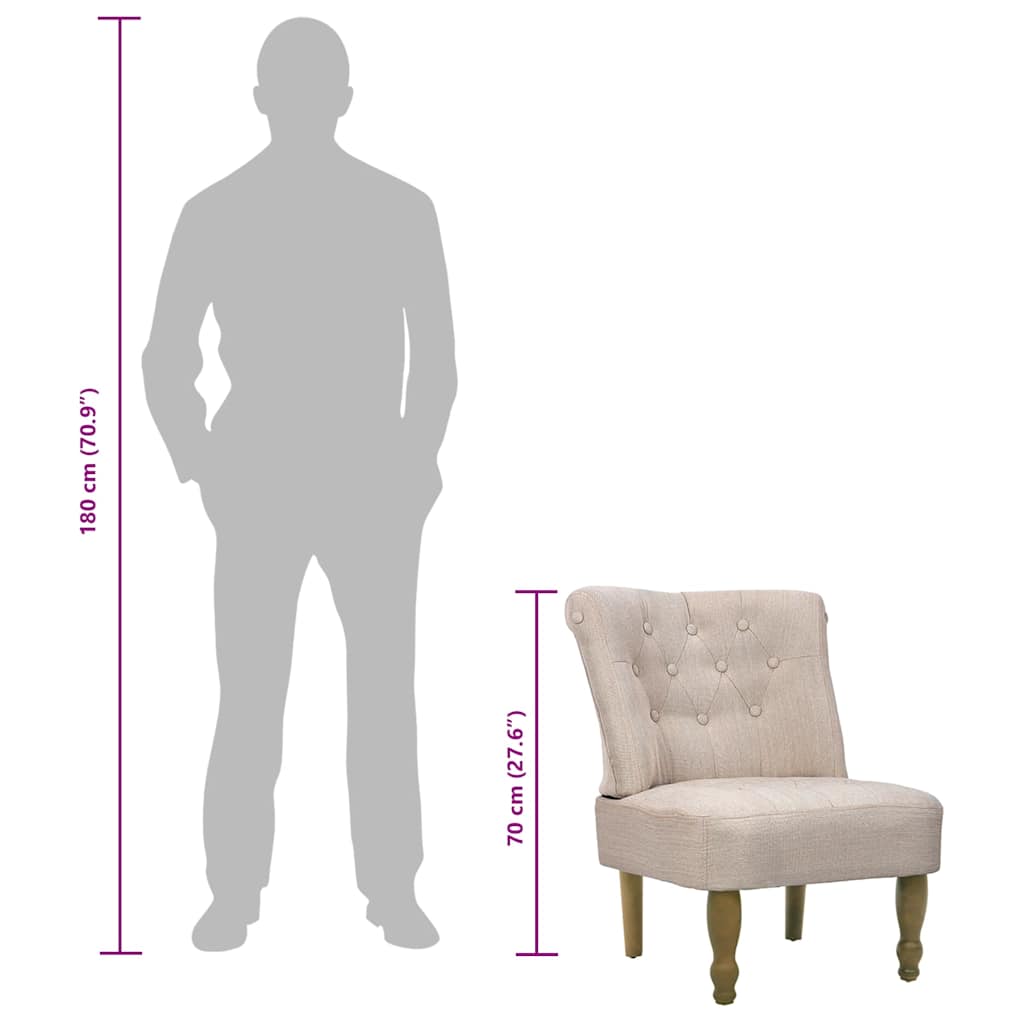 Franse stoelen 2 st stof crème