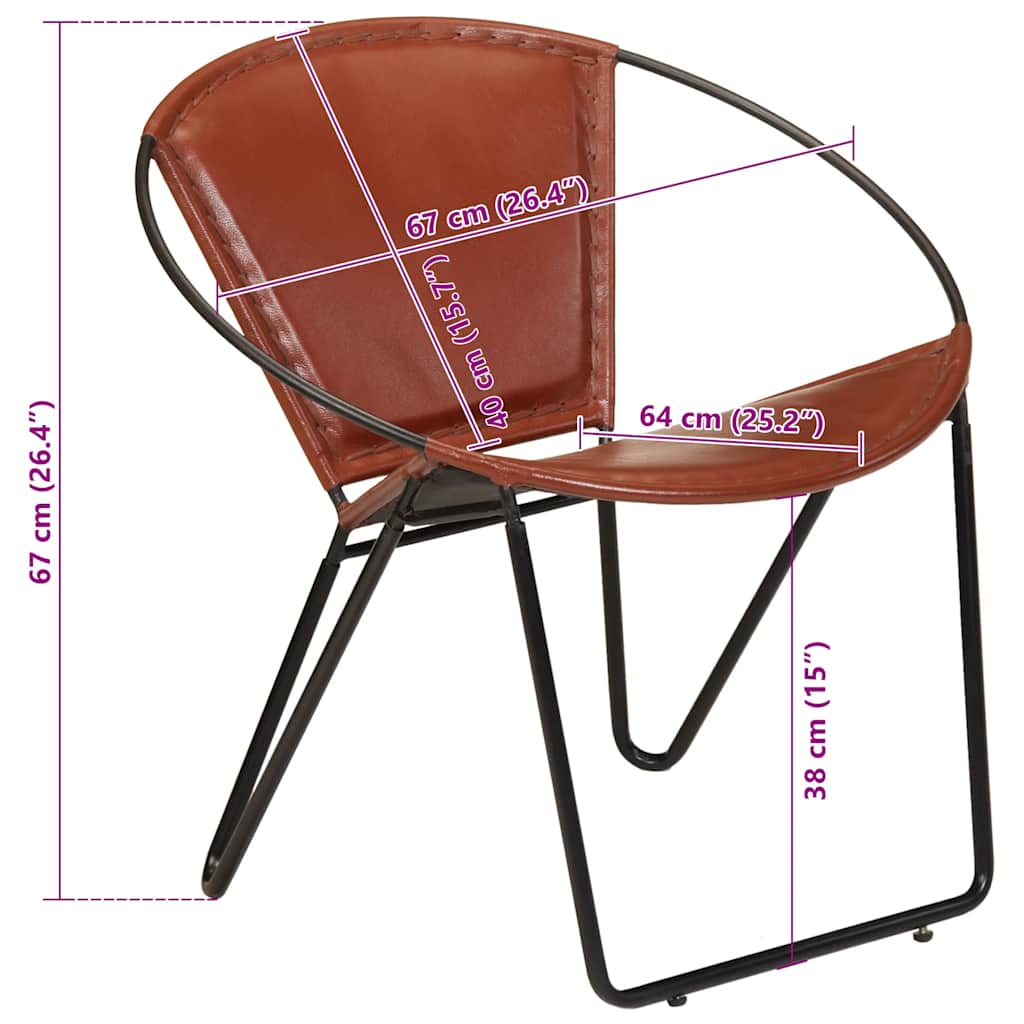 Stoel echt leer bruin