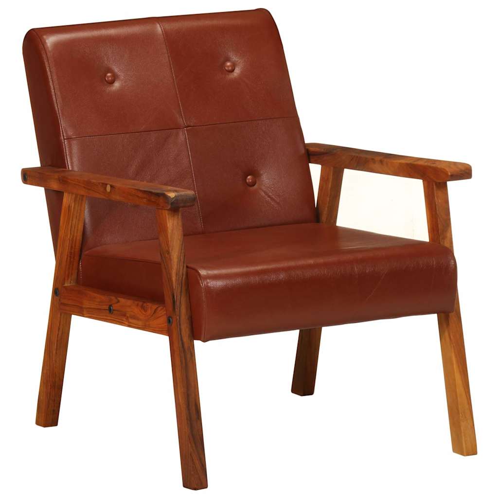 Fauteuil echt leer bruin