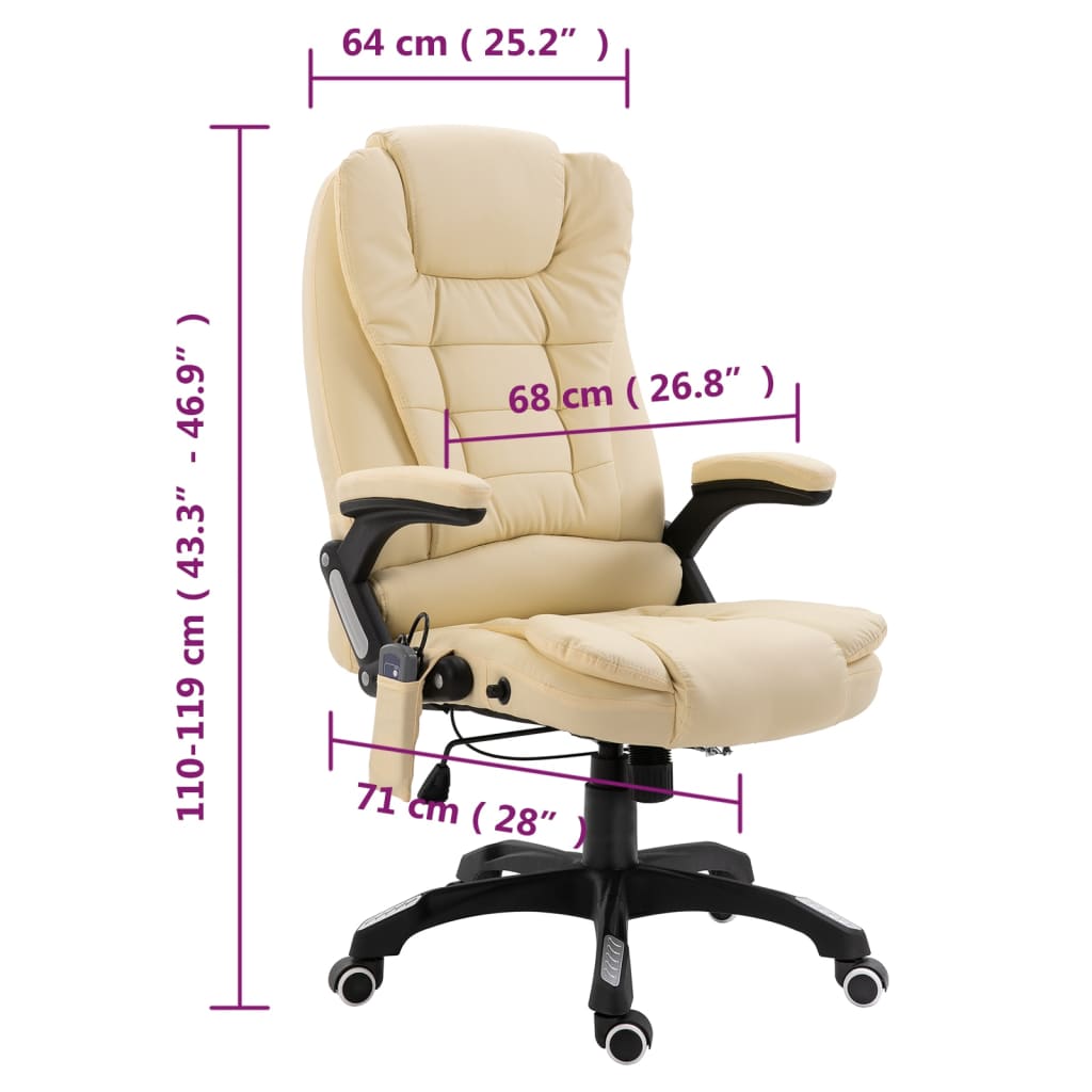 Massage office chair artificial leather cream