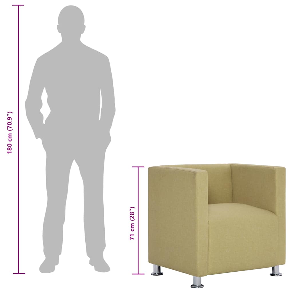 Fauteuil kubus stof groen