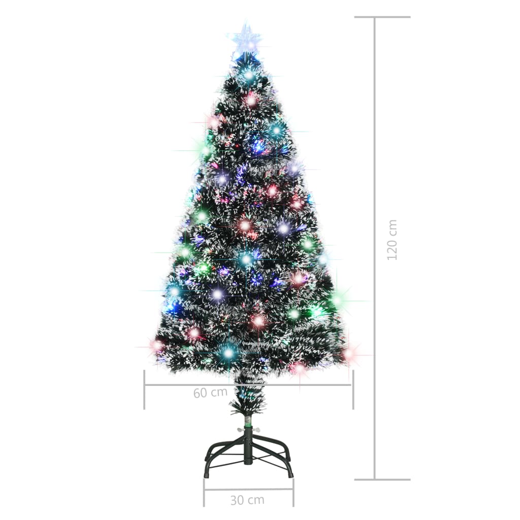 Voorverlichte kerstboom met standaard en LED 120 cm glasvezel