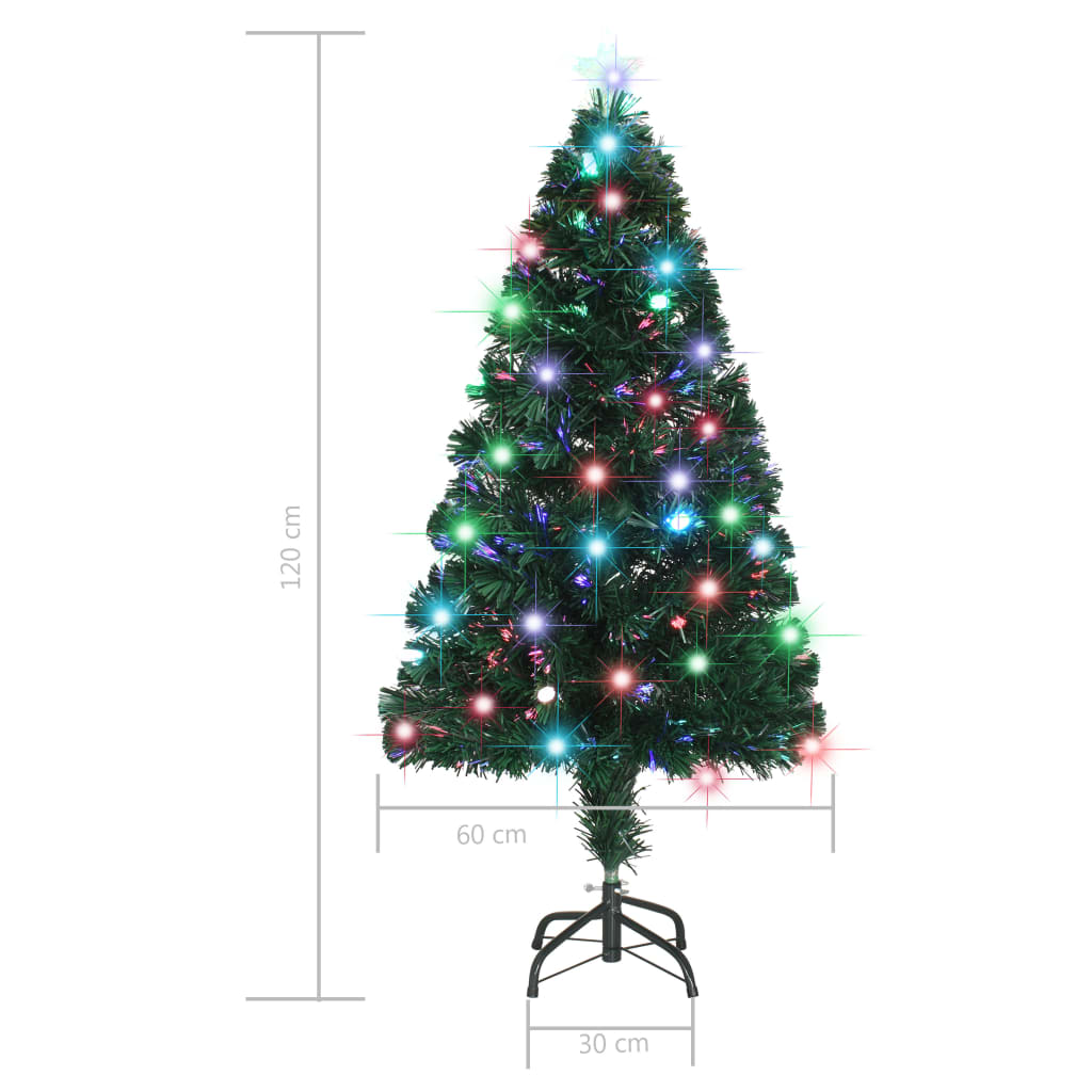Voorverlichte kerstboom met standaard en LED 120 cm glasvezel