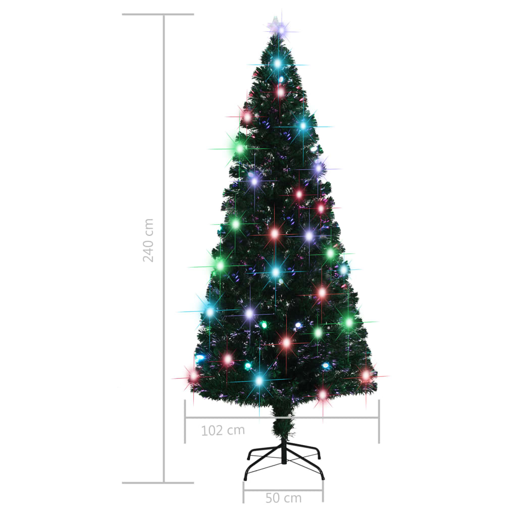 Voorverlichte kerstboom met standaard en LED 210 cm glasvezel