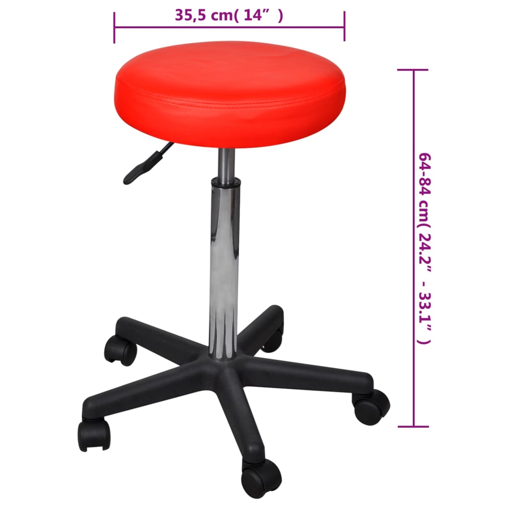 Office stools 2 pcs 35.5x84 cm artificial leather red