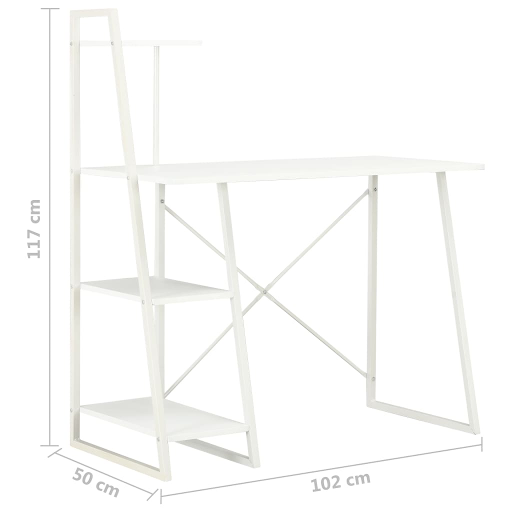 Desk with shelves 102x50x117 cm white