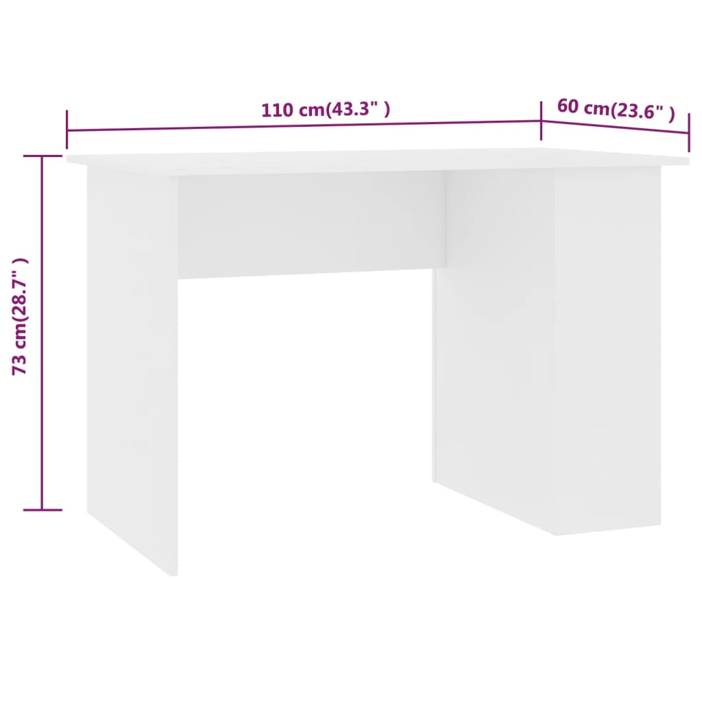 Bureau 110x60x73 cm bewerkt hout wit
