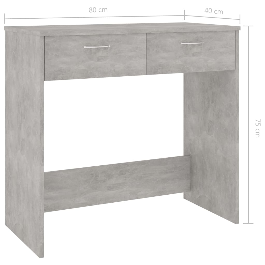 Desk 80x40x75 cm processed wood concrete gray