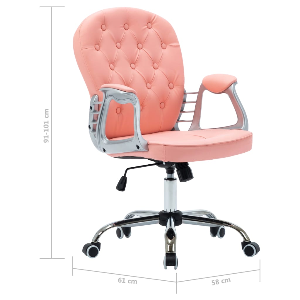 Office chair swivel artificial leather pink