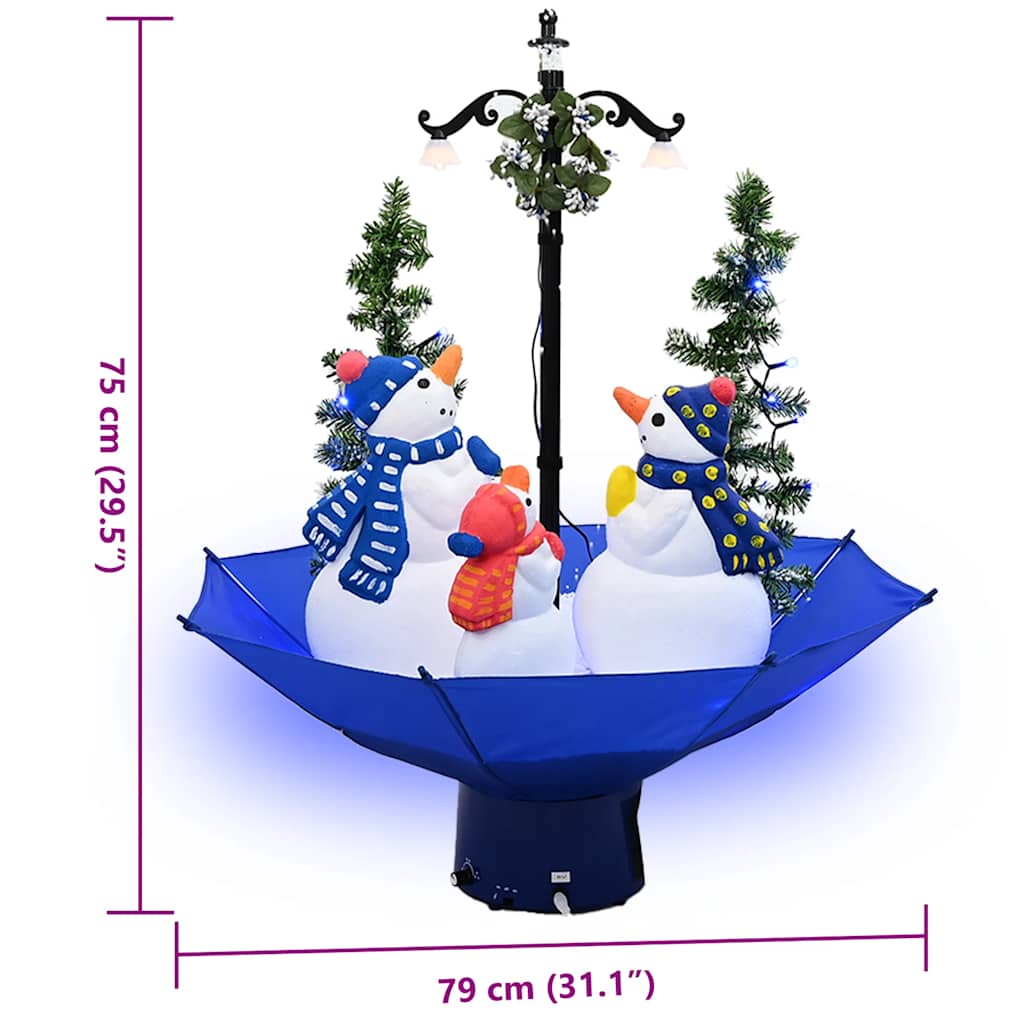 Kerstboom sneeuwend met paraplubasis 75 cm PVC blauw