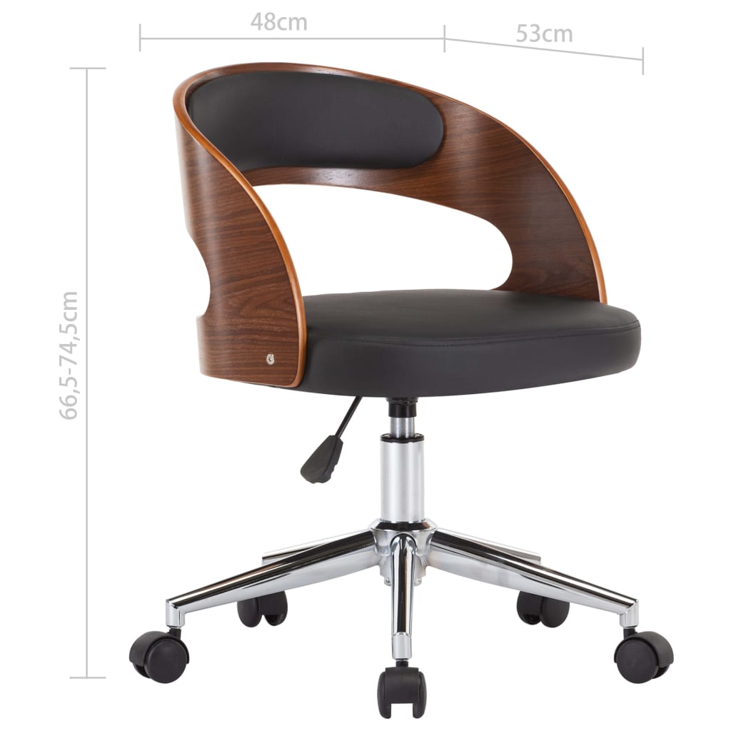 Office chair swivel bent wood and imitation leather black