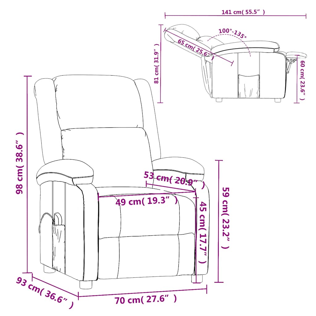 Massagestoel kunstleer zwart