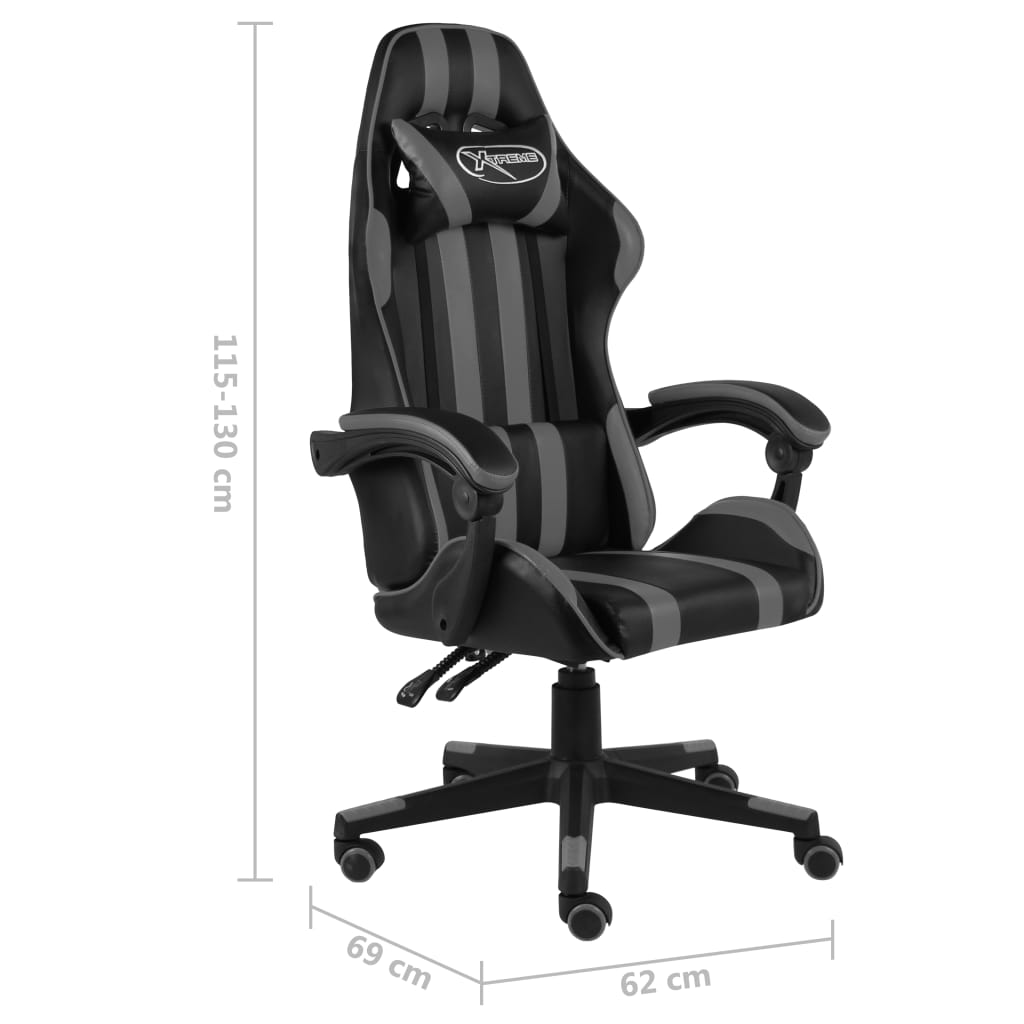 Racing seat artificial leather black and gray