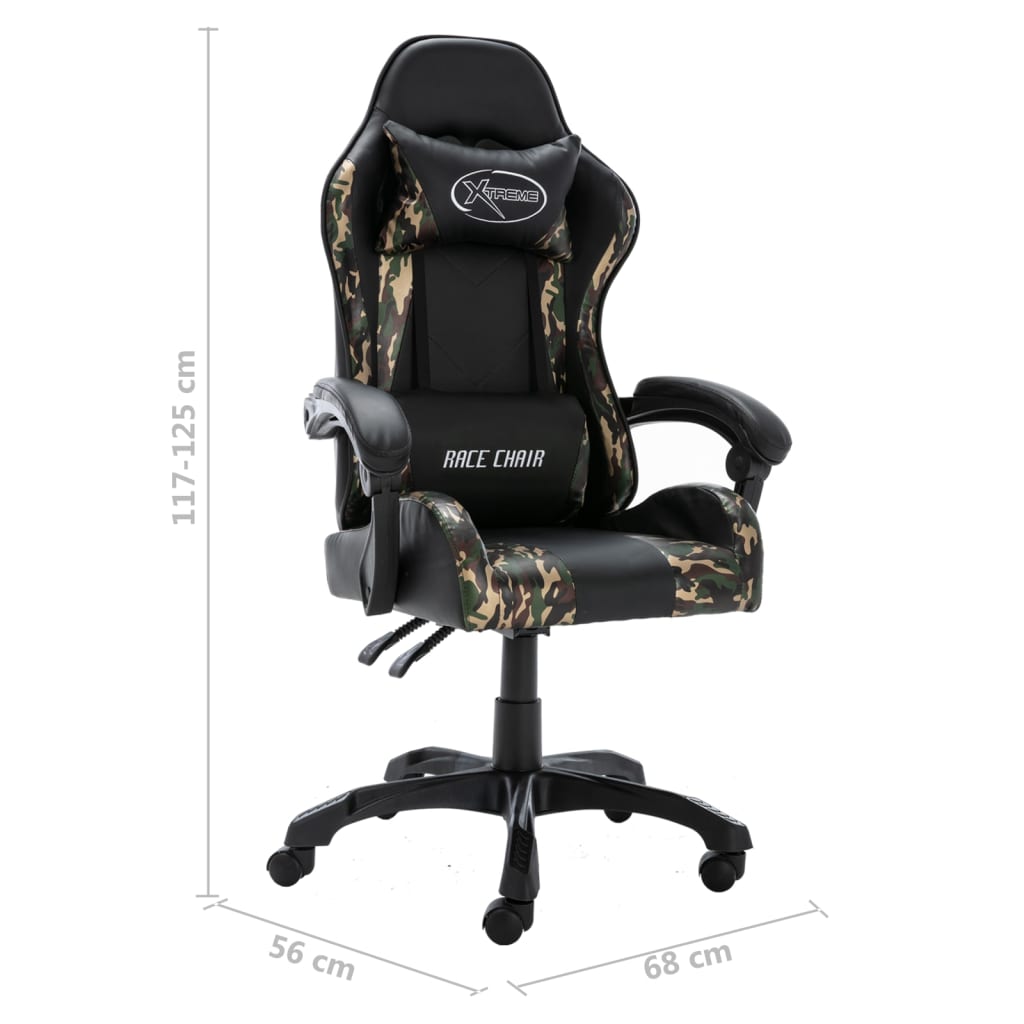 Racing seat artificial leather black and camouflage
