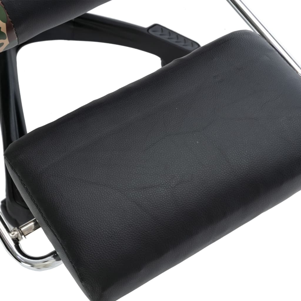 Racing seat with footrest, artificial leather, black and camouflage