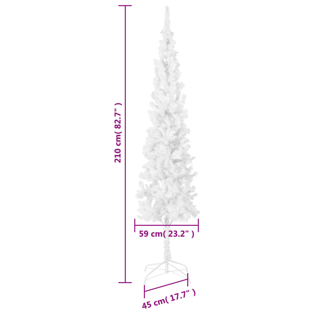 Kerstboom smal 210 cm wit