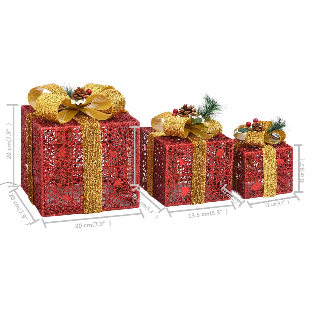 Weihnachtsdeko Geschenkboxen 3er Set Indoor/Outdoor rot