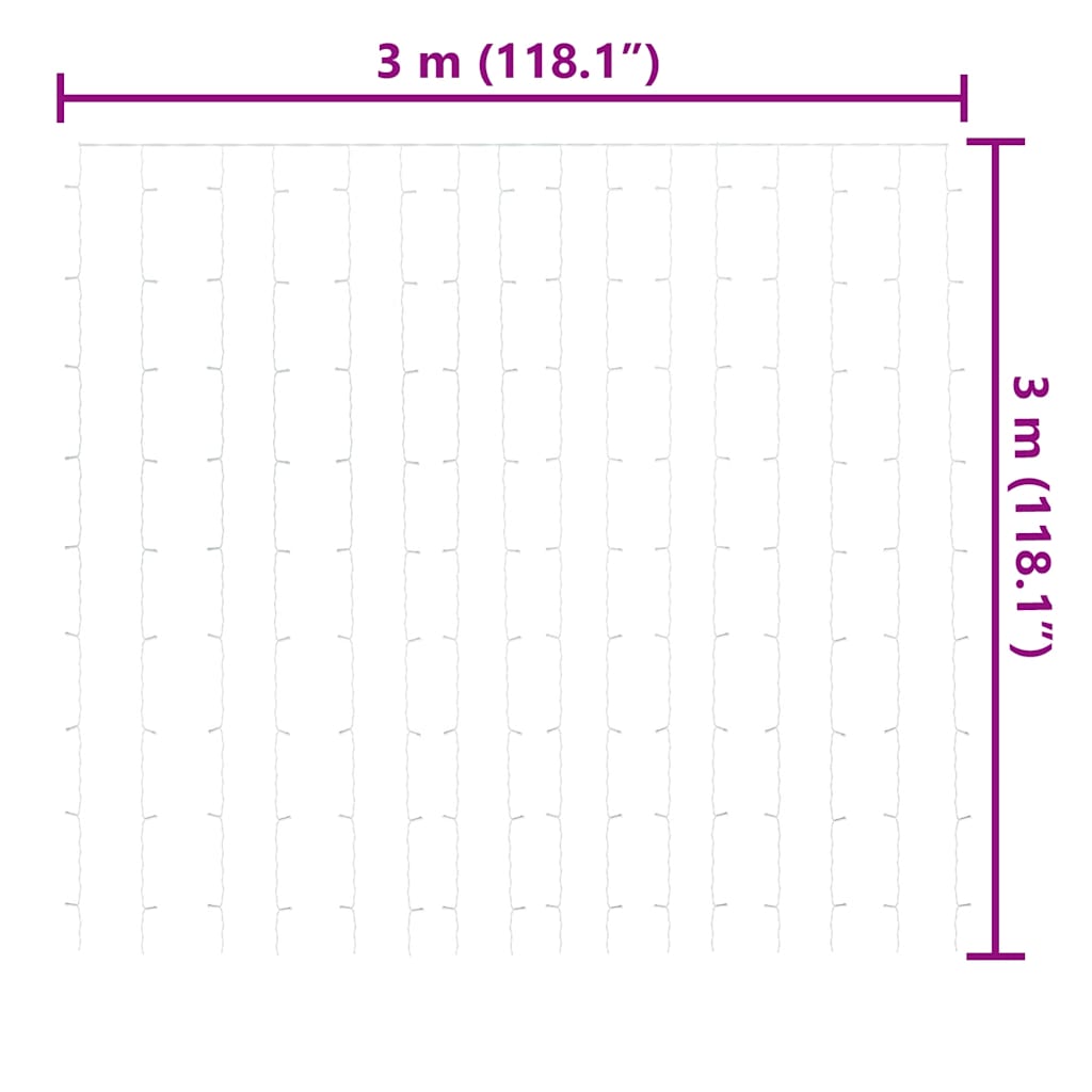Lichtervorhang mit 300 LEDs und 8 Funktionen 3x3 m warmweiß