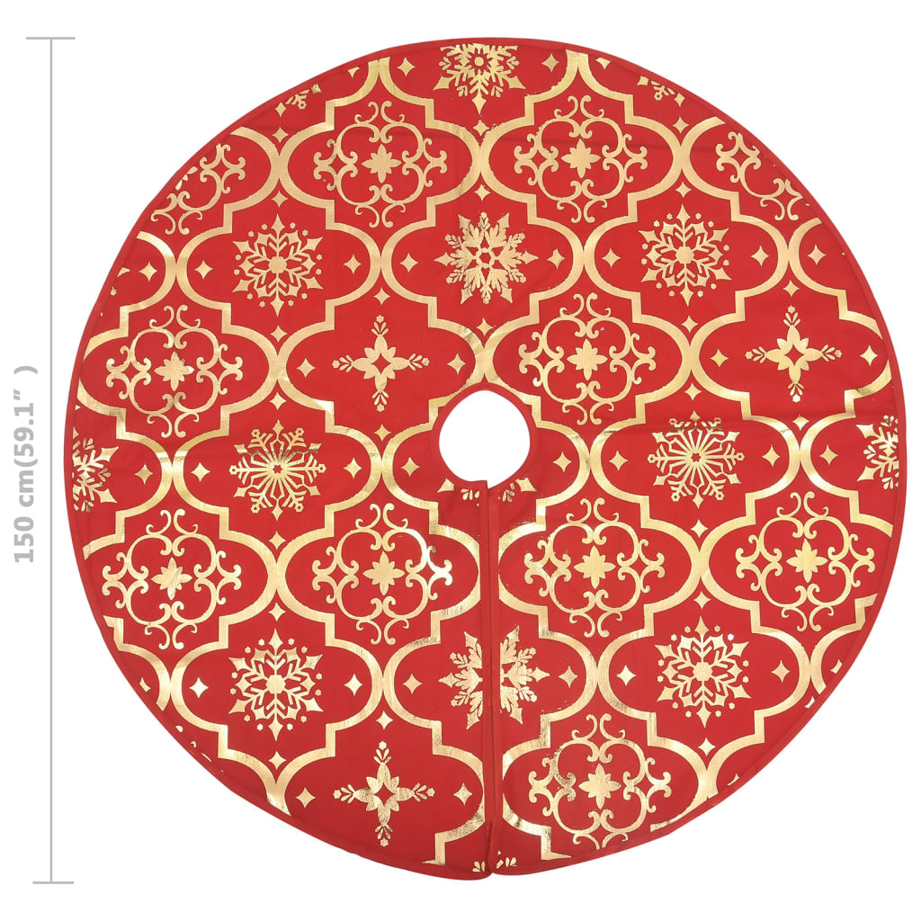 Christmas tree skirt luxury with sock 150 cm fabric red