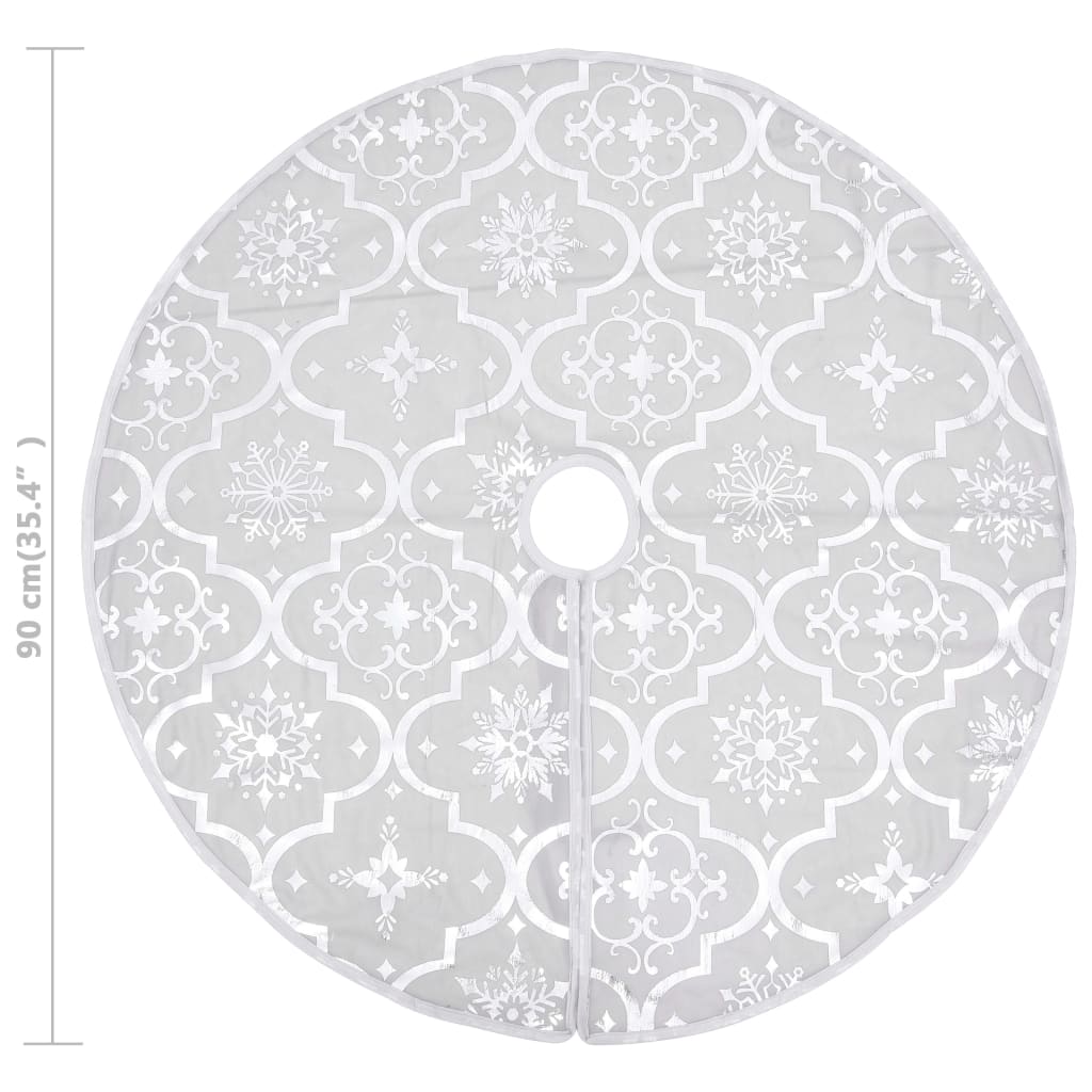 Christmas tree skirt luxury with sock 90 cm fabric white