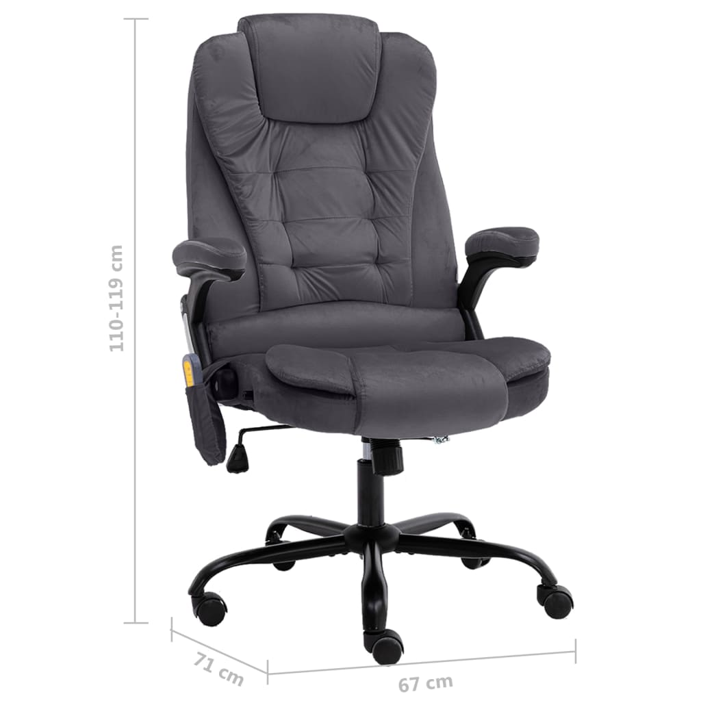 Massagekantoorstoel fluweel donkergrijs