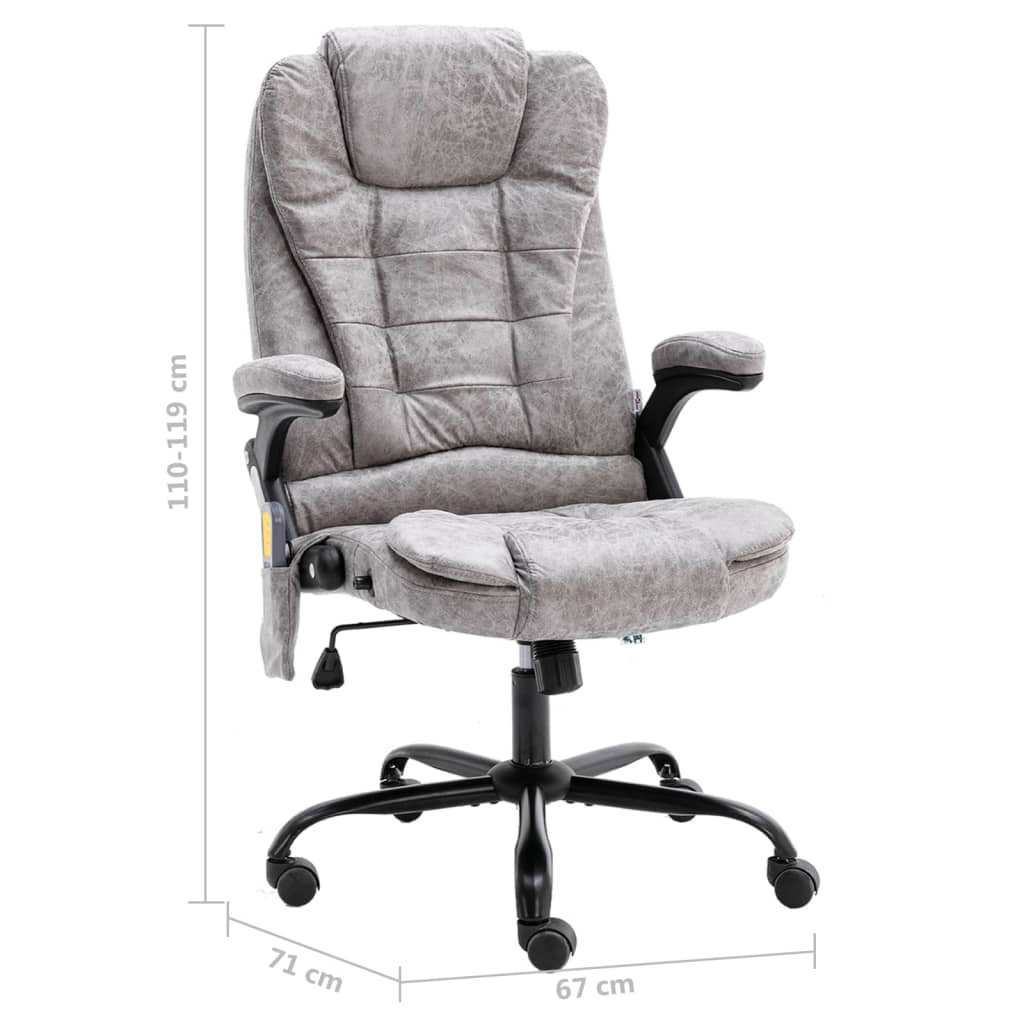 Massage office chair imitation suede light gray