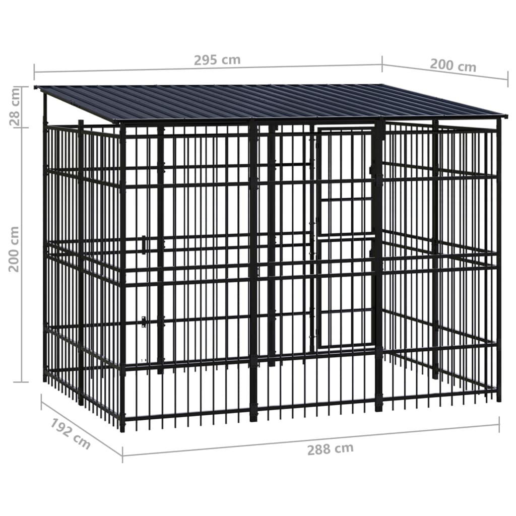 Hondenkennel met dak 5,53 mΒ² staal