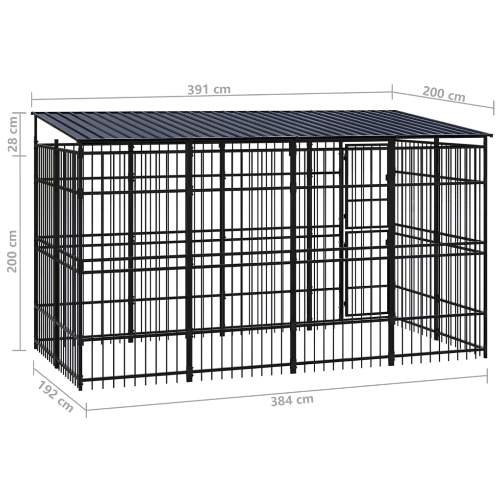 Hondenkennel met dak 7,37 mΒ² staal