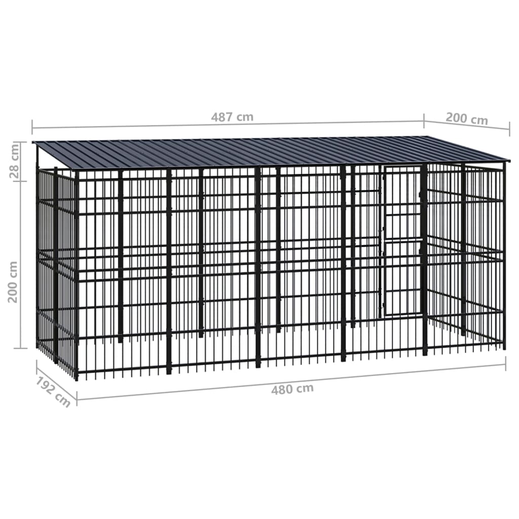 Hondenkennel met dak 9,22 mΒ² staal