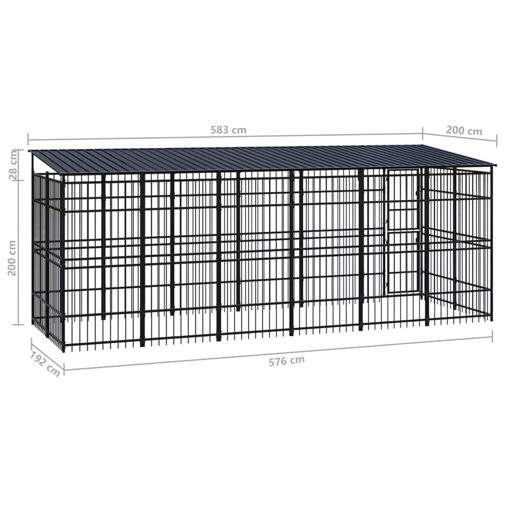 Hondenkennel met dak 11,06 mΒ² staal