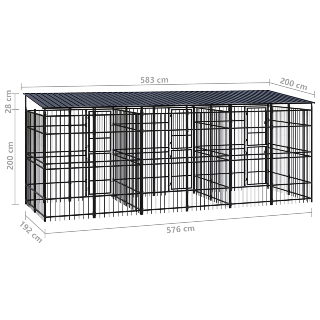 Hondenkennel met dak 11,06 mΒ² staal