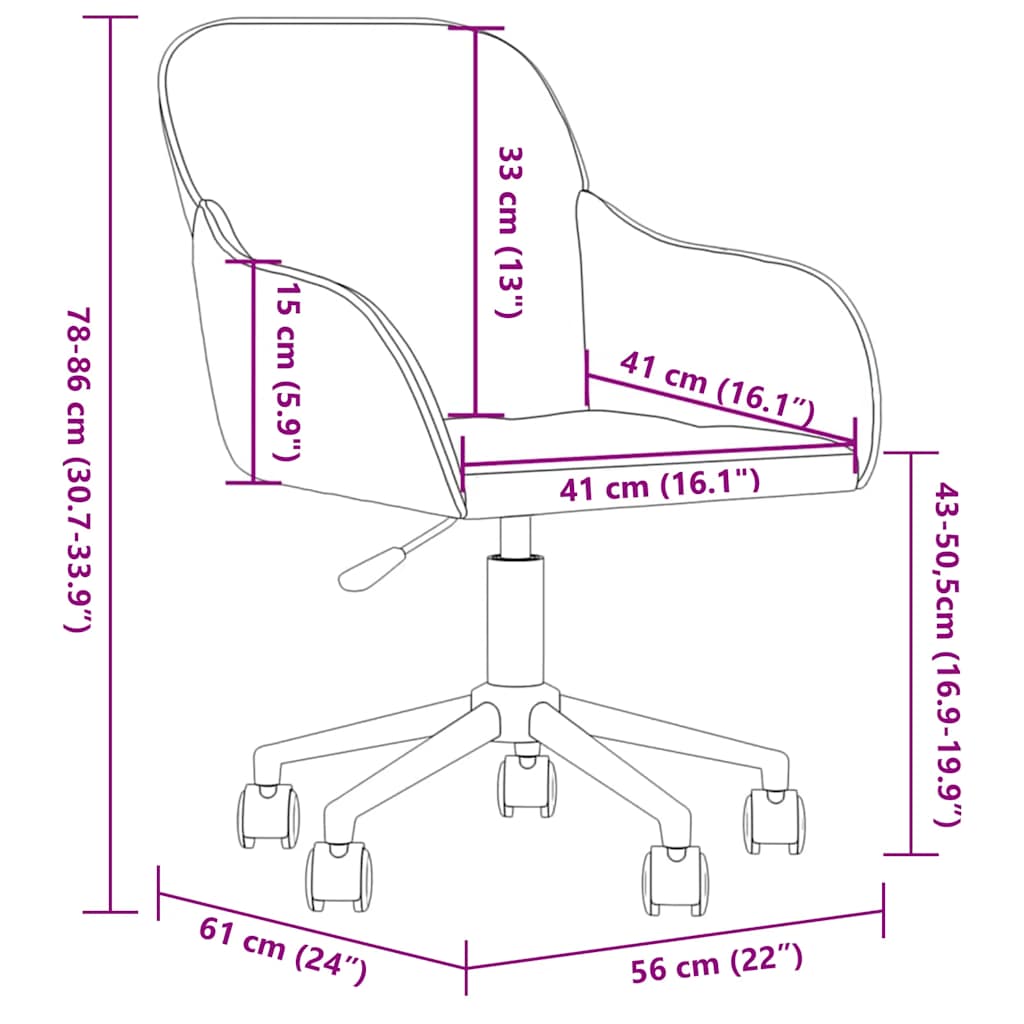 Kantoorstoel draaibaar fluweel wijnrood