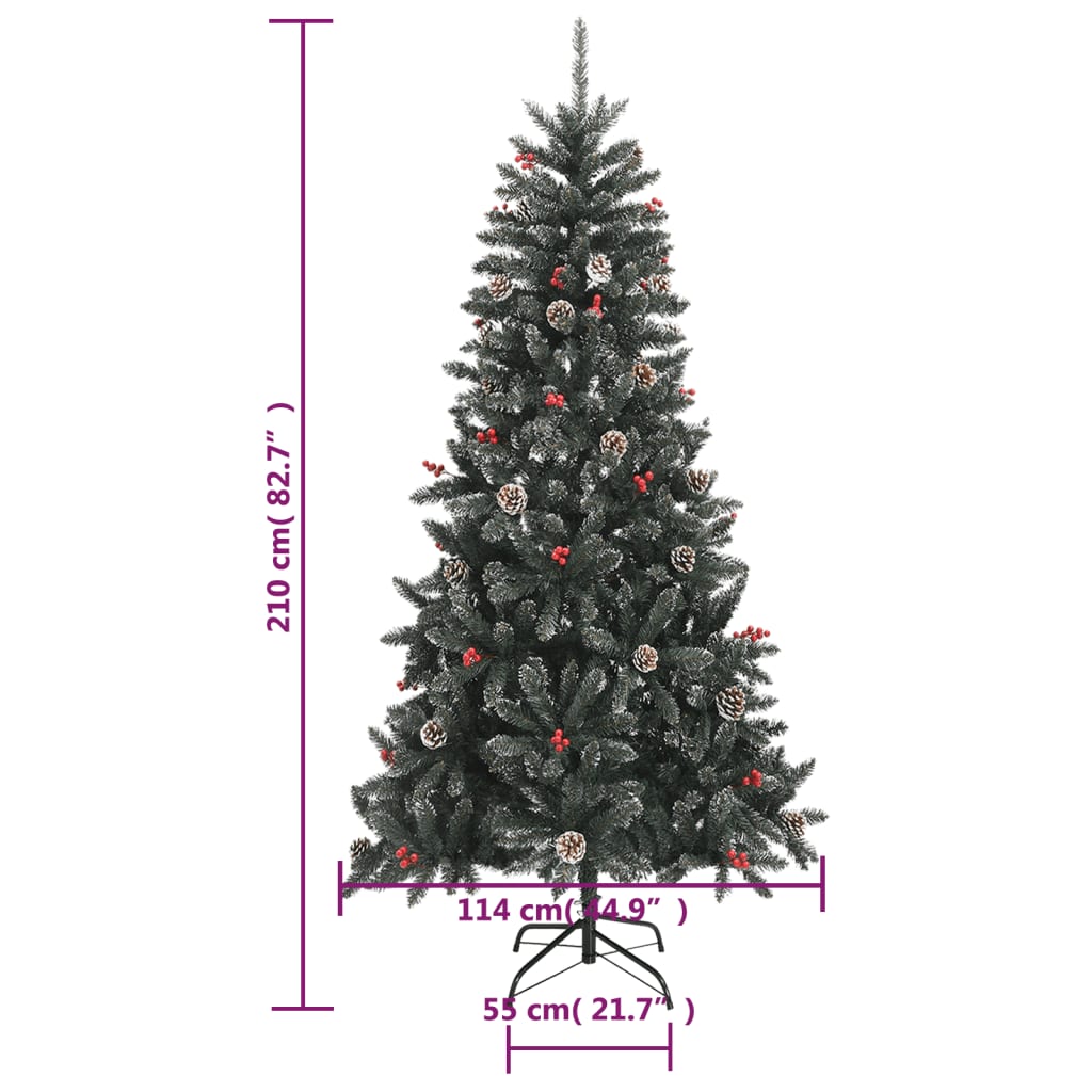 Kunstkerstboom met standaard 210 cm PVC groen