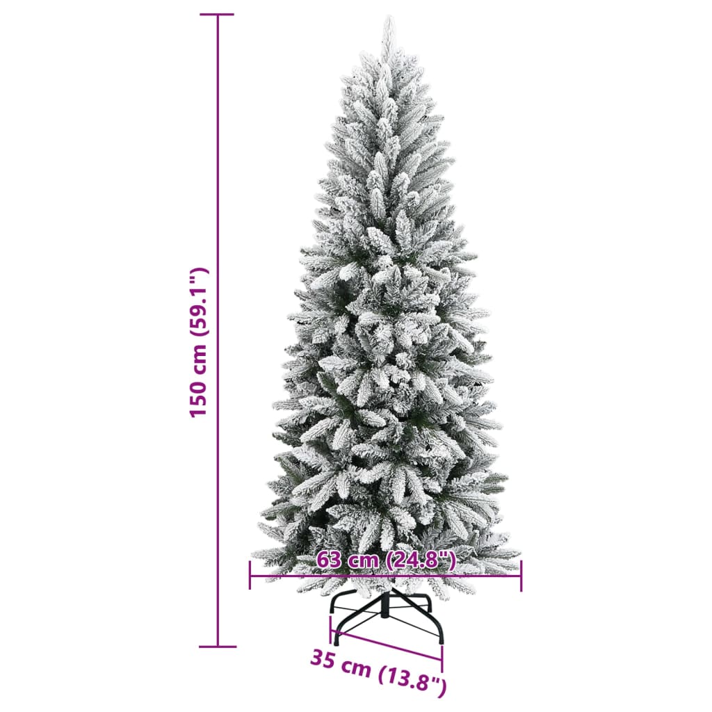 Kunstkerstboom met sneeuw 150 cm PVC en PE