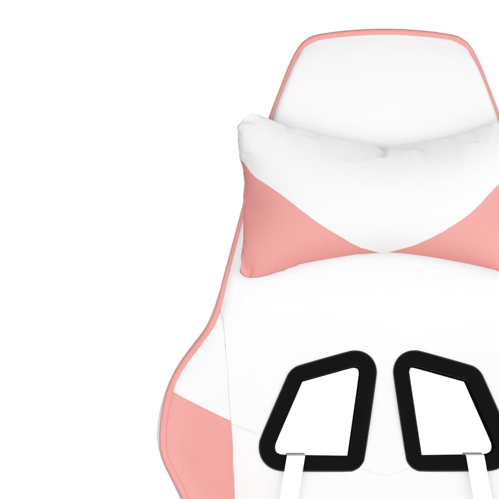 Massage gamestoel kunstleer wit en roze