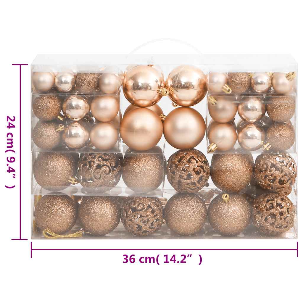 111-delige Kerstballenset polystyreen rosΓ©goud
