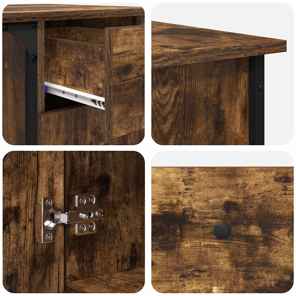 Desk 141x141x75 cm processed wood smoked oak color