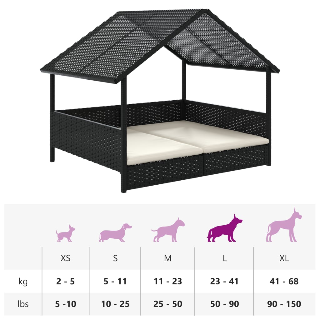 Hondenhok met kussen poly rattan