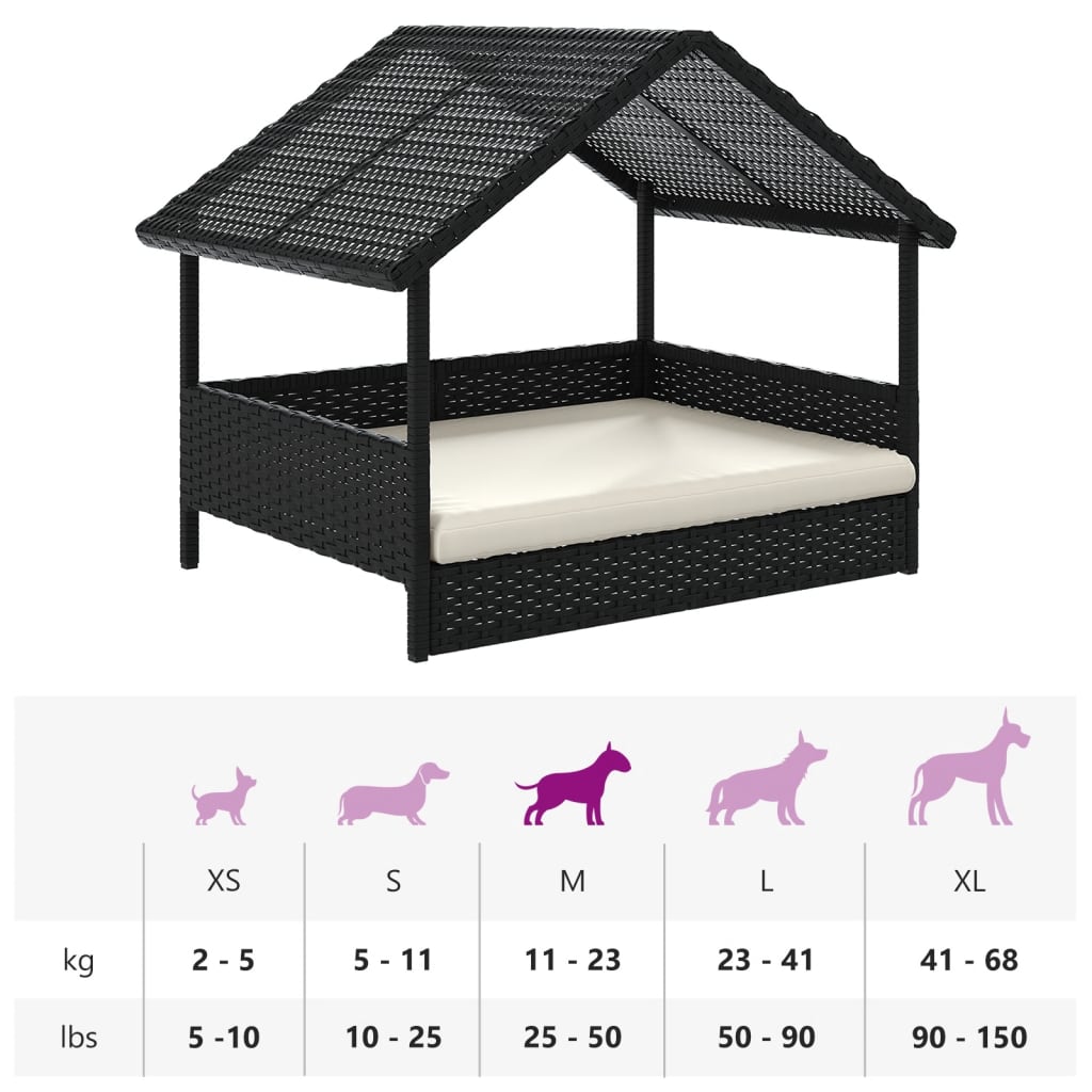 Hondenhok met kussen poly rattan