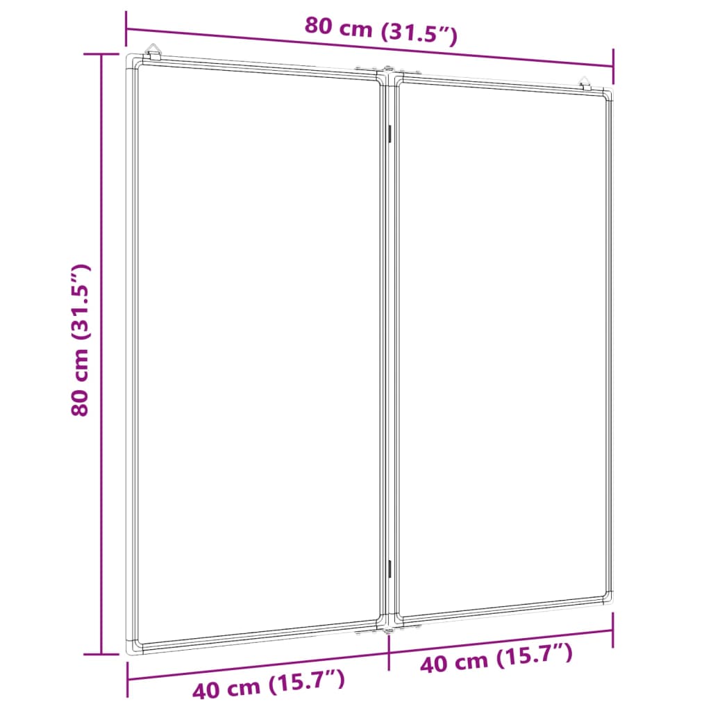 Whiteboard magnetic folding 80x80x1.7 cm aluminum
