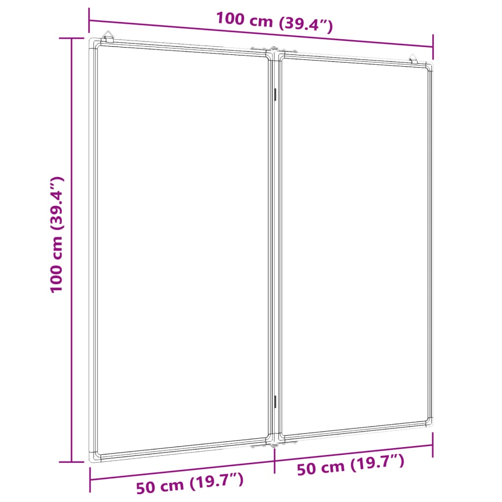 Whiteboard magnetic folding 100x100x1.7 cm aluminum