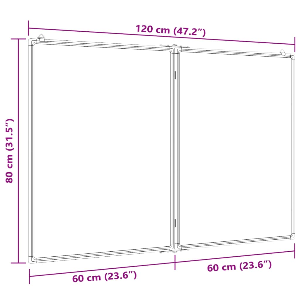 Whiteboard magnetic folding 120x80x1.7 cm aluminum