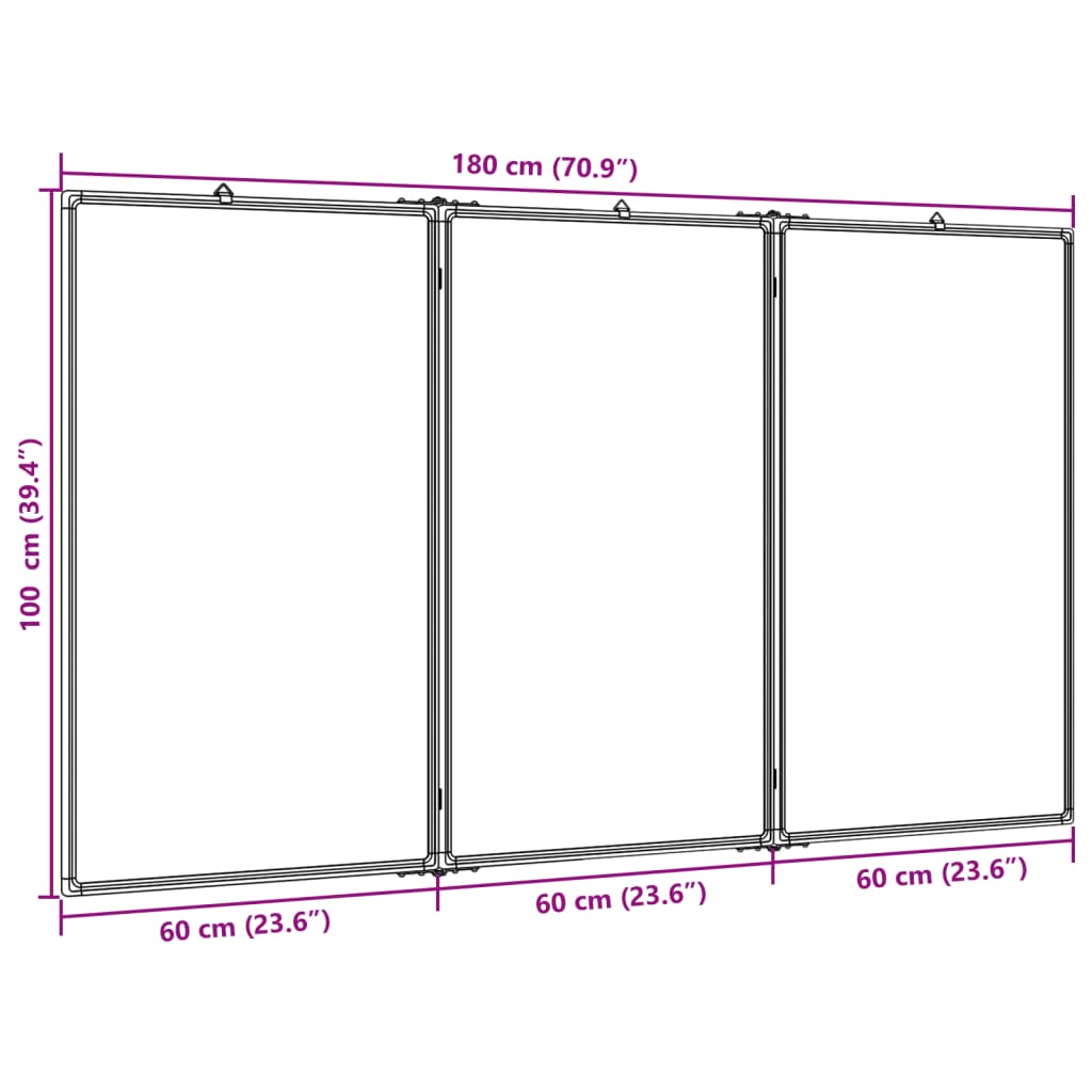 Whiteboard magnetisch inklapbaar 180x100x1,7 cm aluminium