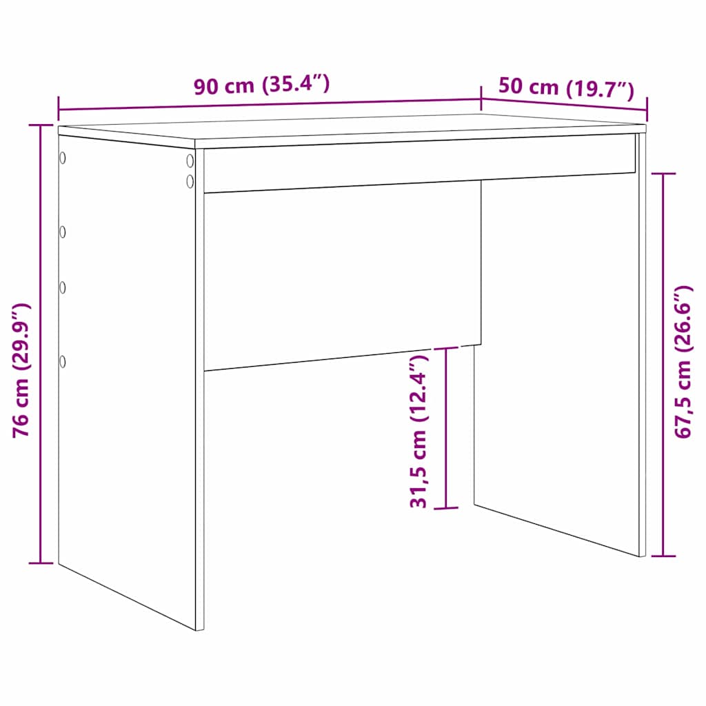 Bureau Zwart Eiken 90 x 50 x 76 cm