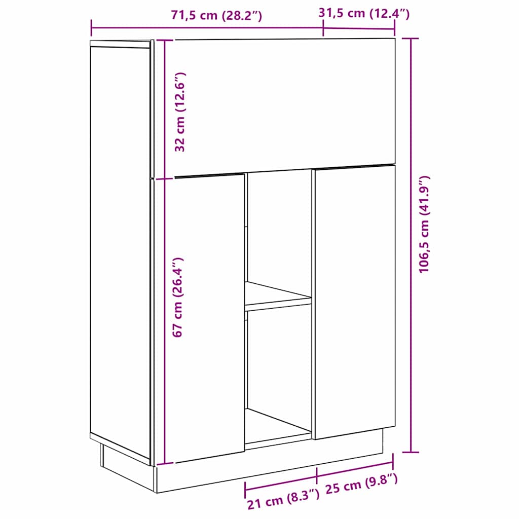 Bureau Sonoma Eiken 71,5 x 31,5 x 106,5 cm Bewerkt hout