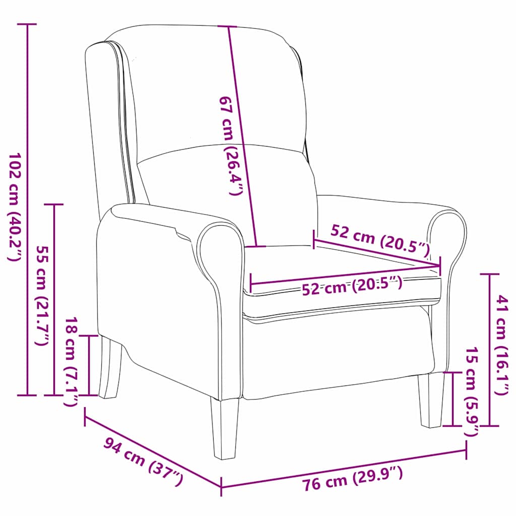 Fauteuil Crème 76 x 94 x 102 cm Microvezel