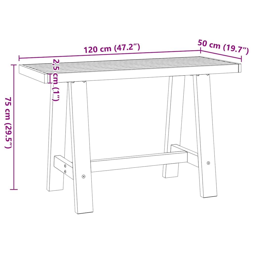 Desk NOAIN A-shaped legs 120x50x75 cm solid wood