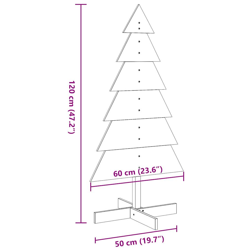 Christmas decoration Christmas tree 120 cm solid pine wood wax brown
