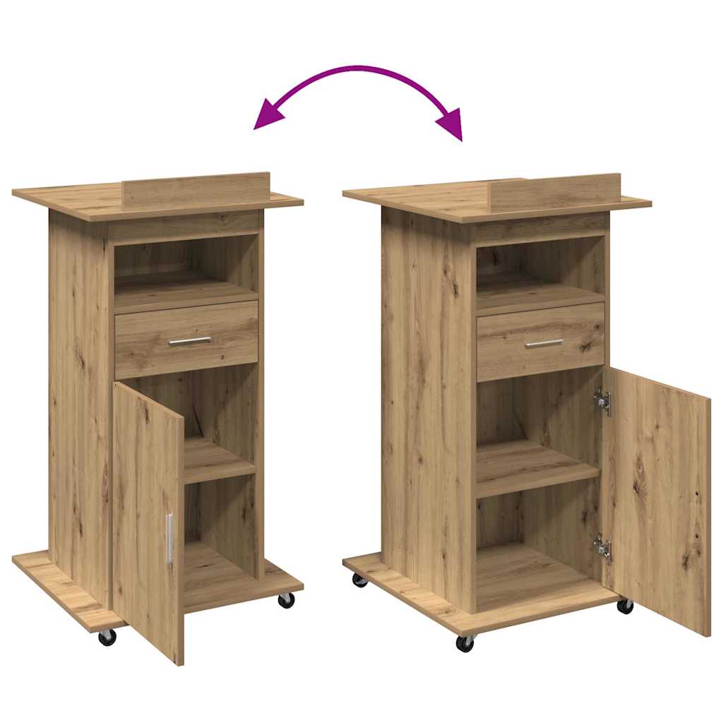 Podium met lade Artisan Eiken 55 x 55 x 107 cm Bewerkt hout