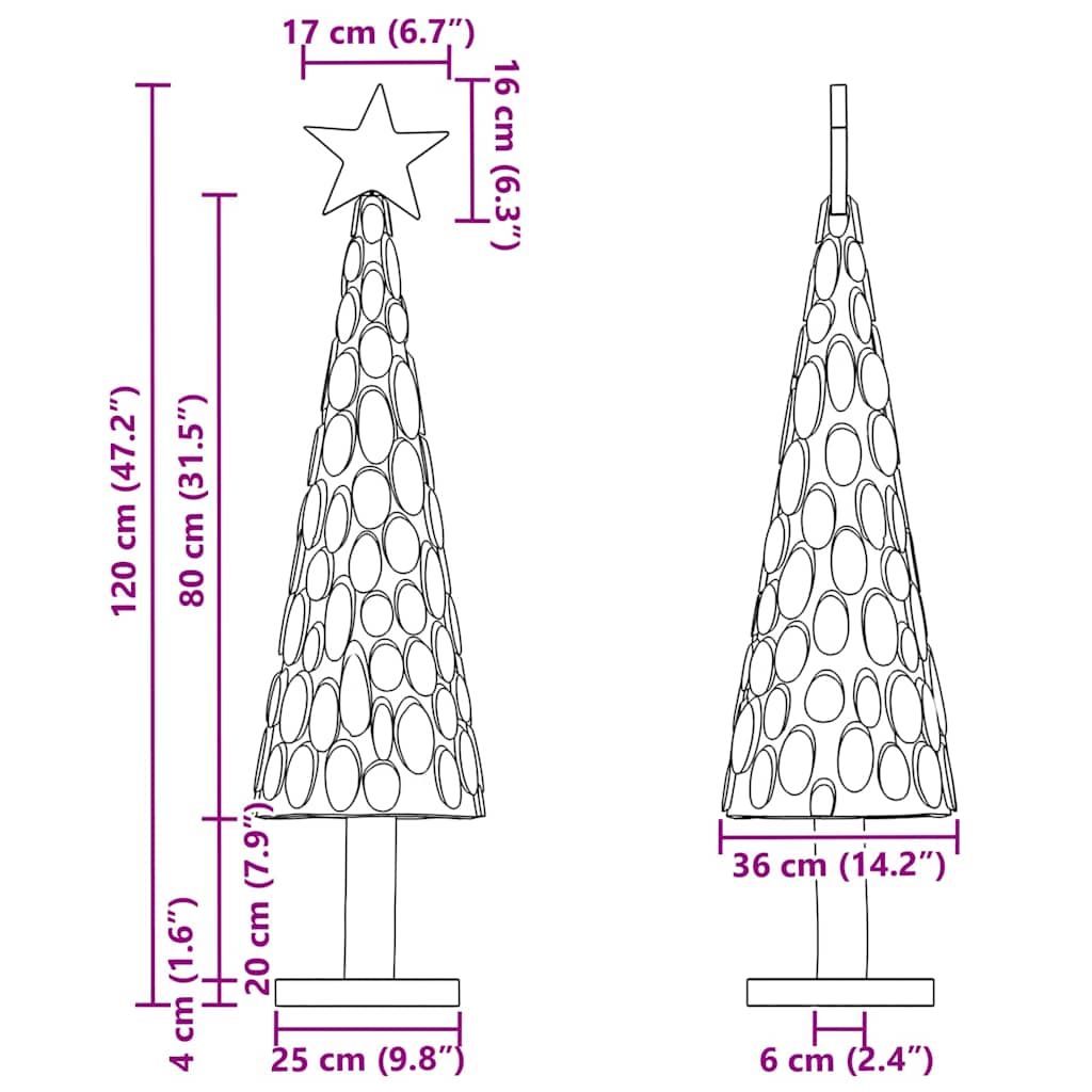 Kerstboom met standaard Bruin 120 cm Massief teakhout